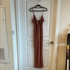 Fashion Nova Brown Sleeveless Maxi Slip Dress